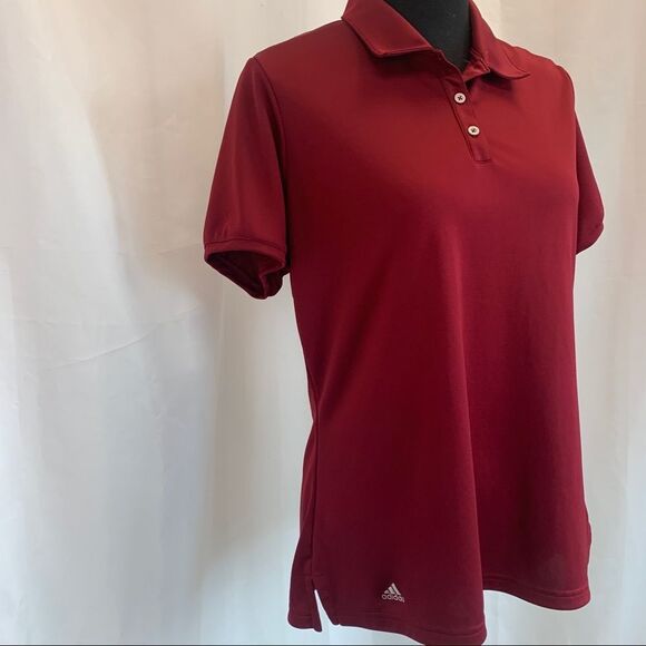 Adidas golf maroon burgundy red polo shirt short sleeve collared Sz L NWOT - Picture 3 of 9